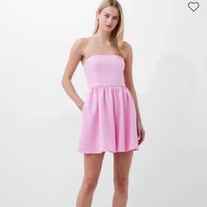 french connection whisper strapless peplum dress pink